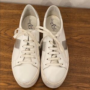 Women's White and Silver Sneakers